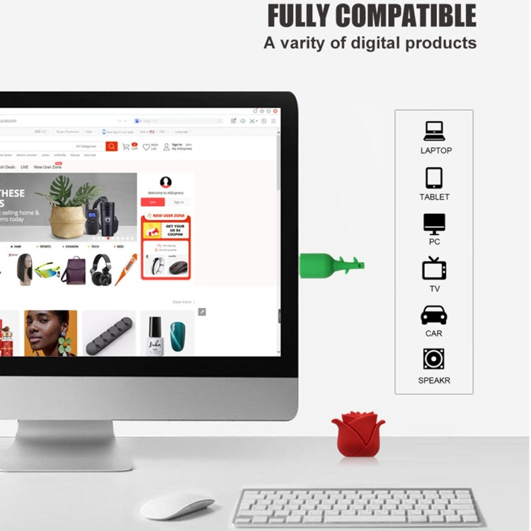 MicroDrive 8GB USB 2.0 Creative Rose U Disk (Purple)