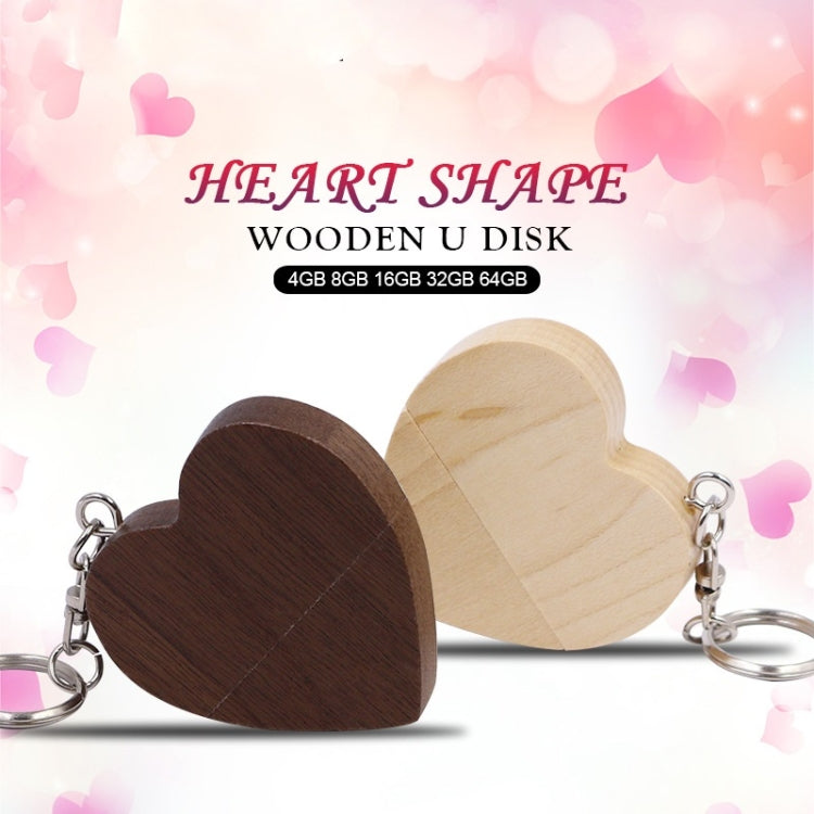 MicroDrive 16GB USB 2.0 Wood Couple Heart Shape U Disk(Walnut Wood)