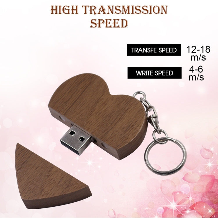 MicroDrive 16GB USB 2.0 Wood Couple Heart Shape U Disk(Walnut Wood)