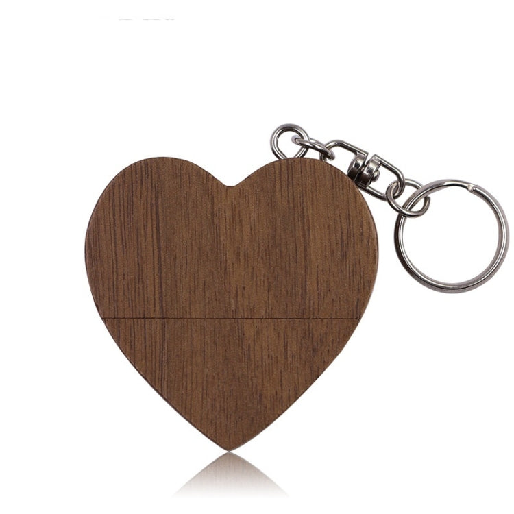 MicroDrive 32GB USB 2.0 Wood Couple Heart Shape U Disk(Walnut Wood)