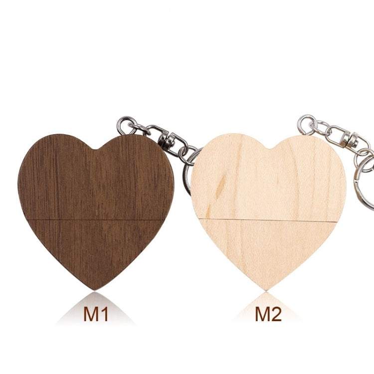 MicroDrive 32GB USB 2.0 Wood Couple Heart Shape U Disk(Walnut Wood)