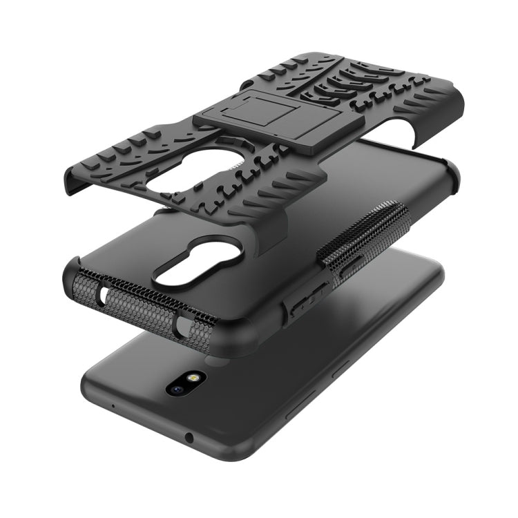 Tire Texture TPU+PC Shockproof Case for Nokia 3.2, with Holder (Black)