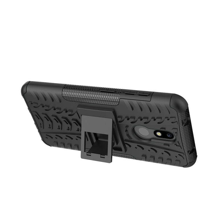 Tire Texture TPU+PC Shockproof Case for Nokia 3.2, with Holder (Black)