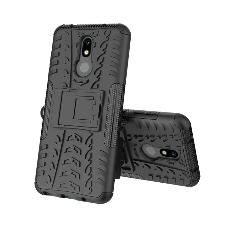 Tire Texture TPU+PC Shockproof Case for Nokia 3.2, with Holder (Black)
