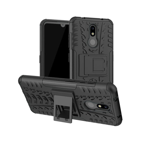 Tire Texture TPU+PC Shockproof Case for Nokia 3.2, with Holder (Black)