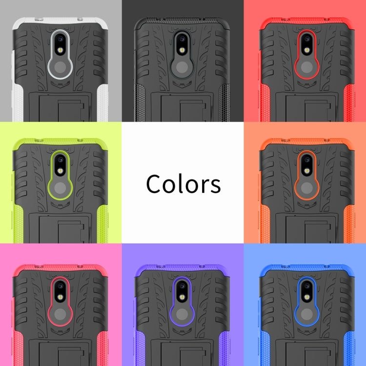 Tire Texture TPU+PC Shockproof Case for Nokia 3.2, with Holder (Black)