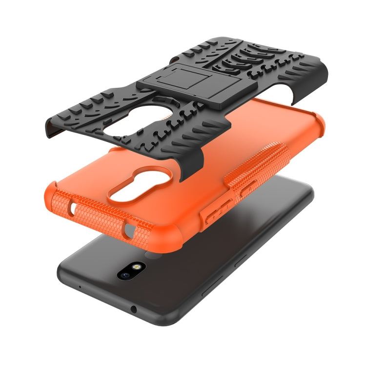 Tire Texture TPU+PC Shockproof Case for Nokia 3.2, with Holder (Orange)