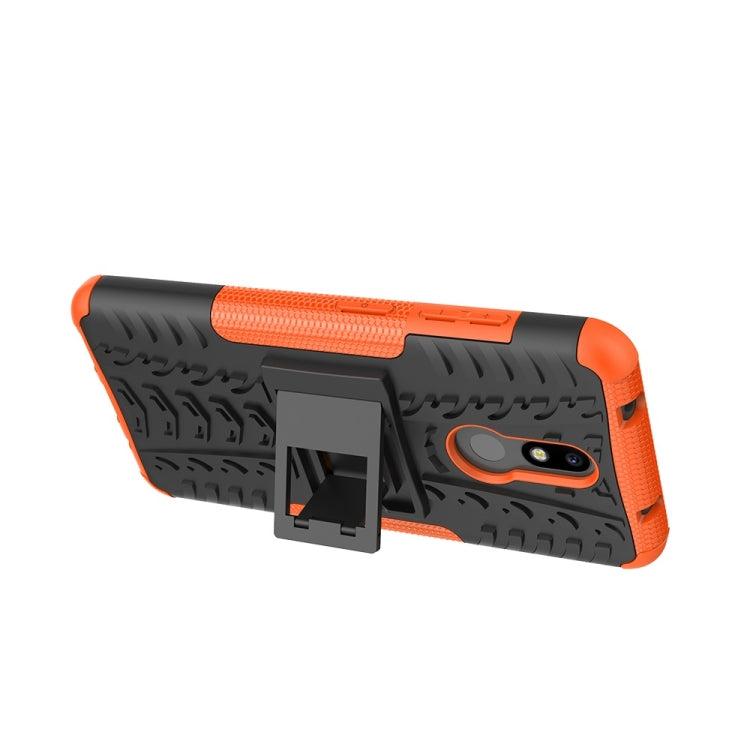 Tire Texture TPU+PC Shockproof Case for Nokia 3.2, with Holder (Orange)