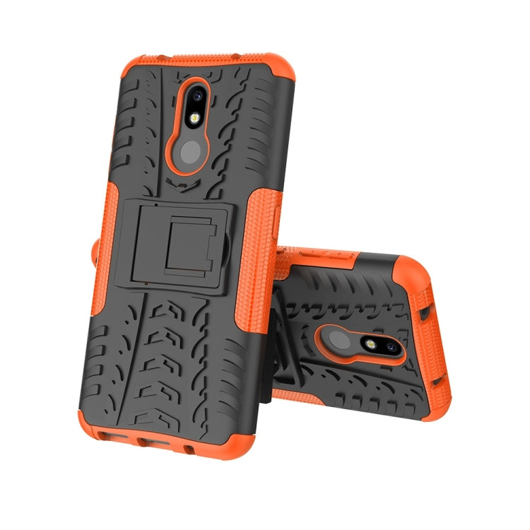 Tire Texture TPU+PC Shockproof Case for Nokia 3.2, with Holder (Orange)