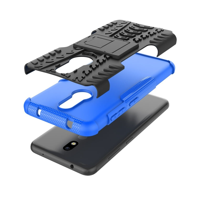 Tire Texture TPU+PC Shockproof Case for Nokia 3.2, with Holder (Blue)