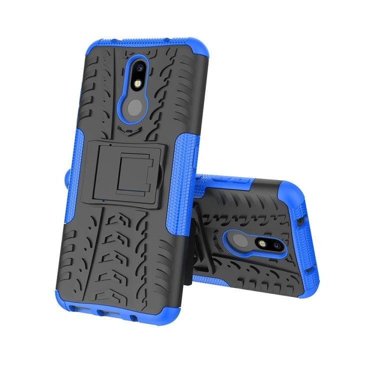 Tire Texture TPU+PC Shockproof Case for Nokia 3.2, with Holder (Blue)