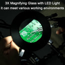 USB LED 3X Glasses Magnifier Lamp DIY Soldering Third Hand Flexible Arms Welding Helping Stand Repair Holder Tool(Blue)