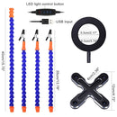 USB LED 3X Glasses Magnifier Lamp DIY Soldering Third Hand Flexible Arms Welding Helping Stand Repair Holder Tool(Blue)