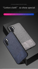For Galaxy Note 10 Pro / Note 10+ Shockproof Splicing PU + Cloth Texture PC + TPU Protective Case (Grey)