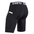 SIGETU Quick-drying Stretch Tights Five Pants (Color:Black Size:L)