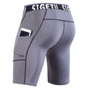 SIGETU Quick-drying Stretch Tights Five Pants(Color:Gray Size:S)