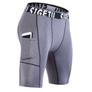 SIGETU Quick-drying Stretch Tights Five Pants(Color:Gray Size:XL)