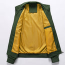 Solid Color Collage Long Sleeve Stand Collar Men Jacket (Color:Red Size:5XL)