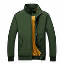 Solid Color Collage Long Sleeve Stand Collar Men Jacket (Color:Green Size:XXL)
