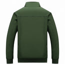 Solid Color Collage Long Sleeve Stand Collar Men Jacket (Color:Green Size:XXL)