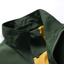 Solid Color Collage Long Sleeve Stand Collar Men Jacket (Color:Green Size:XXL)
