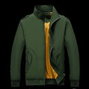 Solid Color Collage Long Sleeve Stand Collar Men Jacket (Color:Green Size:XXXL)