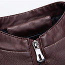 Men Slim-fit Washed PU Leather Jacket (Color:Red Size:L)