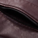 Men Slim-fit Washed PU Leather Jacket (Color:Red Size:XXL)