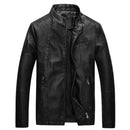 Men Slim-fit Washed PU Leather Jacket (Color:Black Size:L)