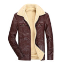 Men Locomotive PU Leather Plus Velvet Jacket (Color:Red Size:XL)