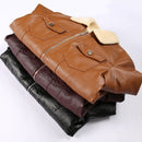 Men Locomotive PU Leather Plus Velvet Jacket (Color:Black Size:XXXL)