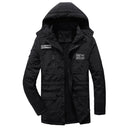 Men Long Style Warm Cotton Clothing (Color:Black Size:XL)