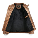 Fashionable Men Leather Jacket (Color:Black Size:4XL)