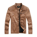 Fashionable Men Leather Jacket (Color:Khaki Size:XL)