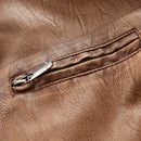 Fashionable Men Leather Jacket (Color:Khaki Size:XL)