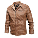 Fashionable Men Leather Jacket (Color:Khaki Size:XXXL)