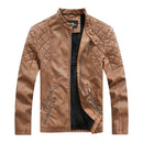 Autumn And Winter Fashion Tide Male Leather Jacket (Color:Khaki Size:M)