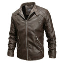 Autumn And Winter Fashion Tide Male Leather Jacket (Color:Coffee Size:M)