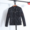 Men Casual Leather Jacket Coat (Color:Black Size:M)