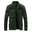Men Casual Leather Jacket Coat (Color:Army Green Size:M)