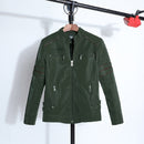 Men Casual Leather Jacket Coat (Color:Army Green Size:M)