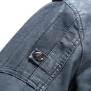 Men Plus Velvet Loose Leather Jacket Coat (Color:Blue Size:L)