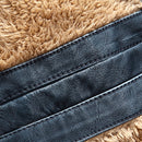 Men Plus Velvet Loose Leather Jacket Coat (Color:Blue Size:XXL)