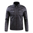 Men Plus Velvet Loose Leather Jacket Coat (Color:Coffee Size:4XL)