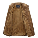 Men Long Style Leather Jacket Coat (Color:Black Grey Size:XXXXL)