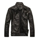 Men Plus Velvet Fashion Leather Jacket Motorcycle Coat (Color:Black Size:XXL)