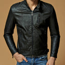 Men Plus Velvet Motorcycle Jacket Coat (Color:Black Size:XL)