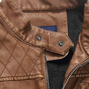 Men Plus Velvet Motorcycle Jacket Coat (Color:Black Size:XL)