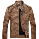 Men Plus Velvet Motorcycle Jacket Coat (Color:Khaki Size:XL)