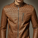 Men Plus Velvet Motorcycle Jacket Coat (Color:Khaki Size:XL)